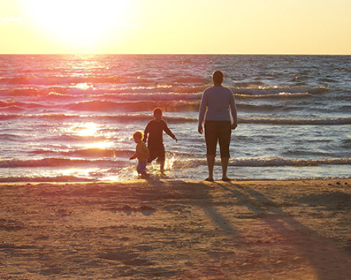 Family at beach